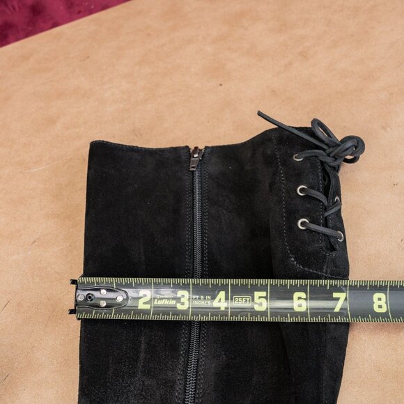 Born Women North Back Laced Wide Calf Black Suede Riding Tall Boots Size 8.5 - Picture 6 of 8